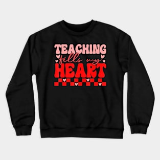 Valentine 2023 Outfit Retro Groovy Valentines Day Teachers Crewneck Sweatshirt